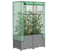 (light grey, 80 x 40 x 138 cm) vidaXL Raised Bed with Greenhouse Cover Plant Box Garden Planter Rattan Look