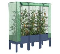 Raised Bed Greenhouse Blue Grey Polypropylene 120x40x140cm Rattan PE Iron Covers