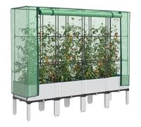 Raised Bed Greenhouse Brown PP Iron Frame Rattan 160x40x140 cm Waterproof Covers