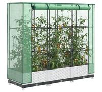 Raised Bed Greenhouse Brown Rattan PP 120x40x123cm Iron Frame PE Cover Vent Zips [EEK: A]