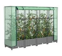 Raised Bed Greenhouse Brown Rattan PP 160x40x123cm Iron Frame PE Cover With Zips [EEK: A]