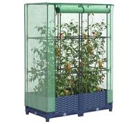 Raised Bed Greenhouse Cover PP Blue-Grey 80x40x123 cm Rattan Look w/ Iron Frame