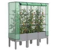 Raised Bed Greenhouse Light Grey PP Rattan-Look 120x40x140cm Water-Resist Cover