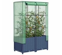 (blue grey, 80 x 40 x 138 cm) vidaXL Raised Bed with Greenhouse Cover Plant Box Garden Planter Rattan Look