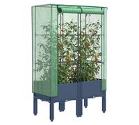 Raised Bed Greenhouse PP Polypropylene Rattan Look Blue Grey 80x40x140cm Garden
