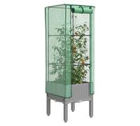 Raised Bed Greenhouse PP Rattan Look Light Grey 40x40x140 cm with Cover & PE Net