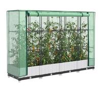 Raised Bed Greenhouse Rattan Look PP 160x40x123cm Brown Nets Iron PE Cover