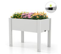 Raised Bed Grow Box 53L Self-Watering Planter Box Stand-White