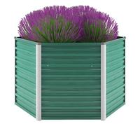 Raised Bed Hexagonal Green Galvanised Steel 129x129x77cm Open Bottom Pro Planter