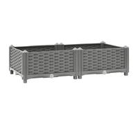 vidaXL Raised Flower Bed in Light Grey - Spacious Polypropylene Planter - Durable Outdoor Garden Pot - Rattan Pattern Design