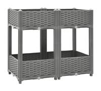 Raised Bed Light Grey Polypropylene Planter 80x40x71cm Deep Balcony Slim Planter