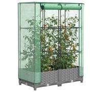 Raised Bed with Greenhouse Cover Plant Box Garden Planter Rattan Look vidaXL