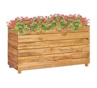 Raised Bed Natural Recycled Teak Wood & Steel 100x40x55 cm Garden Large Planter