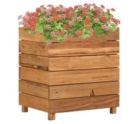 Raised Bed Natural Recycled Teak Wood with Steel Rack 50x40x55 cm Indoor Planter