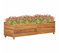 Raised Bed Natural Teak Recycled Wood & Steel Rack 150x40x38 cm Planter Stand XL