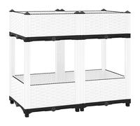 Raised Bed Planter 80x40x71cm White Polypropylene Rattan Effect Garden Deep Box