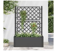 Raised Bed Planter Anthracite PP 100x43x142cm Rattan Trellis Self-Watering 35L.