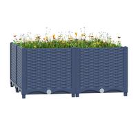 Raised Bed Planter Blue Grey Polypropylene 80x80x38 cm Deep Garden Planter Large