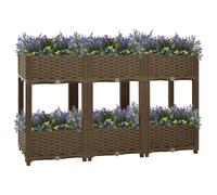 Raised Bed Planter Brown 120x40x71 cm. PP Polypropylene 2-Shelf Outdoor Planter