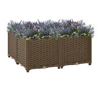 Raised Bed Planter Brown 80x80x38cm Polypropylene Deep Patio Garden Box for Veg