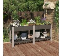 Raised Bed Planter Grey WPC with Shelf, Steel Frame 175x50x75 cm Open Bottom XL