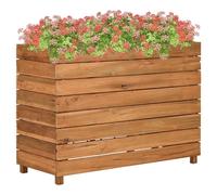 Raised Bed Planter Natural Recycled Teak Wood 100x40x72cm Sturdy Steel Rack Plus