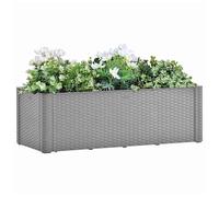 Raised Bed Planter Stone Grey 100x43x33cm PP Self-Watering Rattan Look 35L UVres