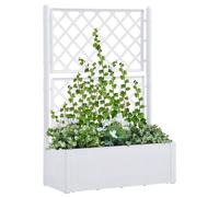 Raised Bed Planter White PP 100x43x142cm Rattan Trellis Self-Water 35L reservoir
