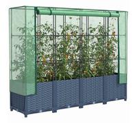 vidaXL Raised Bed with Greenhouse Cover Rattan Look 160x40x138 cm