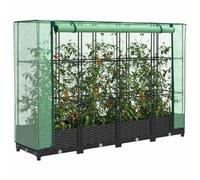 (black, 160 x 40 x 123 cm) vidaXL Raised Bed with Greenhouse Cover Plant Box Garden Planter Rattan Look