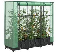 Raised Bed with Greenhouse Cover Plant Box Garden Planter Rattan Look vidaXL