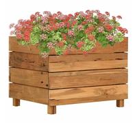 Raised Bed Recycled Teak and Steel Garden Pot Box Planter Raised Bed vidaXL