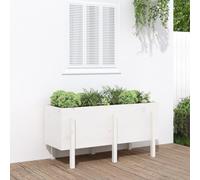 Raised Bed White 121 x 50 x 57 cm Solid Pine Wood Robust Plant Box for Garden, Balcony, Patio, Raised Flower Beds