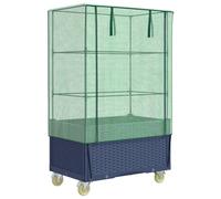 Raised Bed with Cover and Wheels Plant Box Garden Planter Rattan Look vidaXL