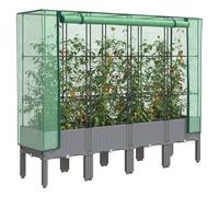 Raised Bed with Greenhouse Cover 160x40x140cm Light Grey Polypropylene Eco