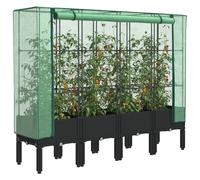 Raised Bed with Greenhouse Cover, Black, 160x40x140 cm, Polypropylene & Iron [EEK: A]