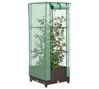 Raised Bed with Greenhouse Cover Plant Box Garden Planter Rattan Look vidaXL