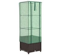 Raised Bed with Greenhouse Cover Plant Box Garden Planter Rattan Look vidaXL