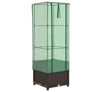 Raised Bed with Greenhouse Cover Plant Box Garden Planter Rattan Look vidaXL