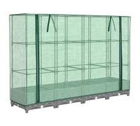 Raised Bed with Greenhouse Brown Rattan PP Iron Tube PE Green Net 160x40x123 cm