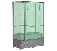 Raised Bed with Greenhouse Cover Plant Box Garden Planter Rattan Look vidaXL