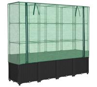 Raised Bed with Greenhouse Cover Plant Box Garden Planter Rattan Look vidaXL