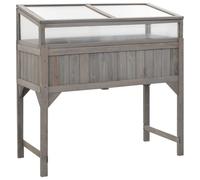 Raised Bed Wood Planter Grey 110x54x120cm Solid Fir Wood Greenhouse Top Garden [EEK: A]