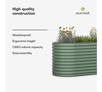 blumfeldt High Grow Raised Bed for Garden, 1500L Planter in Frost & Rust-Resistant Galvalume Steel, Ergonomic 80cm Height for Vegetables, Herbs & Flowers - Easy Assembly, Dark Moss Green