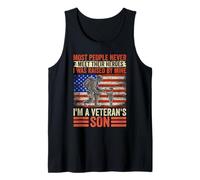 Raised By A Veteran Proud Dad Son American Flag Patriotic Tank Top