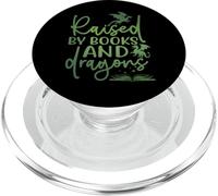 Raised By Books and Dragons Fantasy Book Lover Tee PopSockets PopGrip for MagSafe