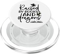 Raised By Books and Dragons Fantasy Book Lover Tee PopSockets PopGrip for MagSafe