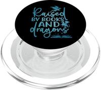 Raised By Books and Dragons Fantasy Book Lover Tee PopSockets PopGrip for MagSafe