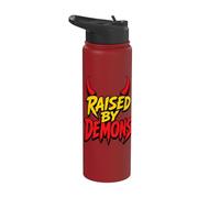 Raised By Demons Devil Horns Stainless Steel Insulated Water Bottle