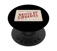 Raised By Libraries Vintage Card Graphic PopSockets Adhesive PopGrip